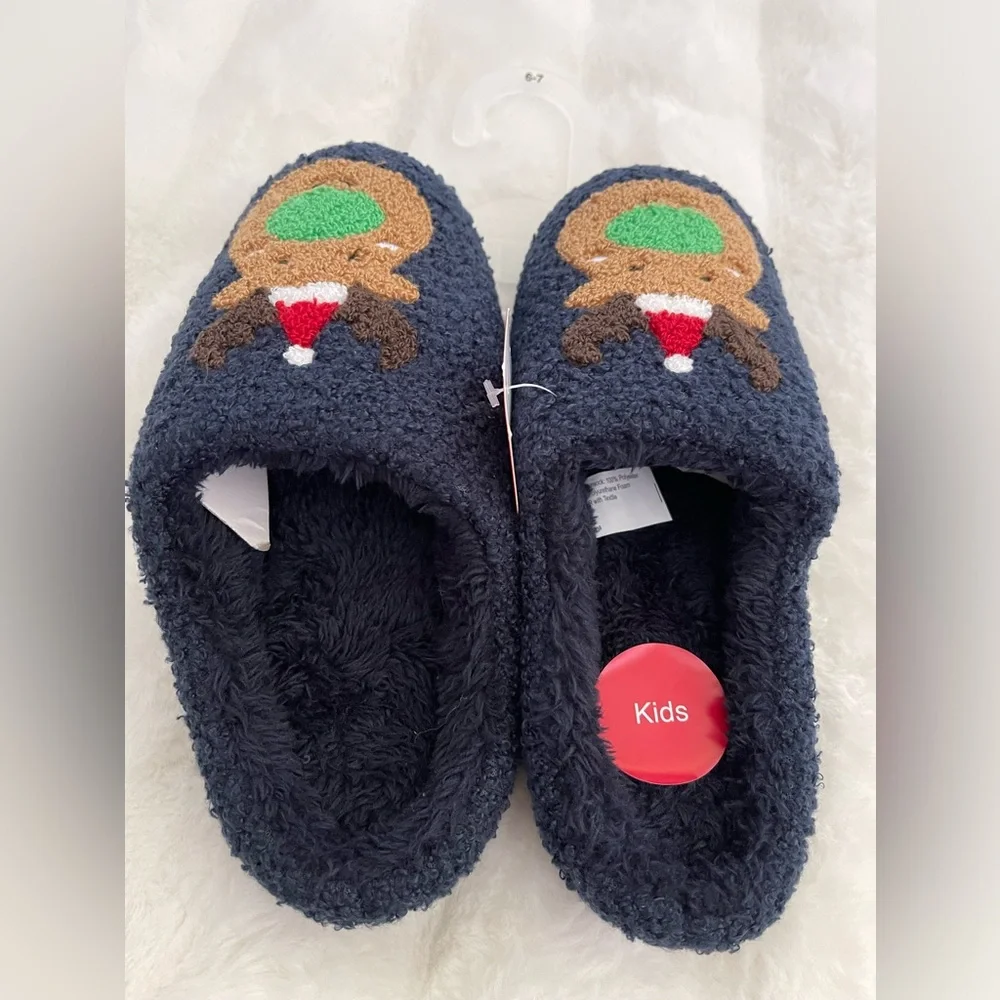 FAMILY PAJAMAS Little Kid's Reindeer Closed-Toe slippers Size M 6-7 Navy
